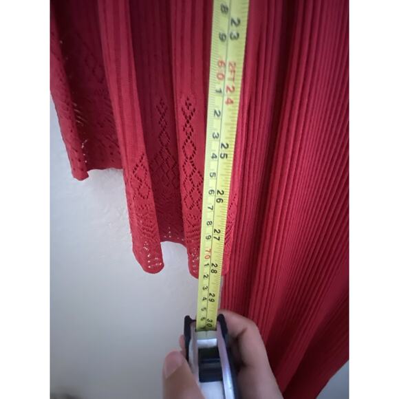 Misook Womens 2PC Red Dress Ribbed Long Line Cardigan Knit - Picture 7 of 8